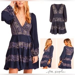 Free People My Love Tiered Indigo Mini Dress